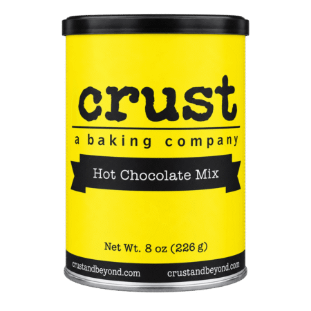 Yellow can of Crust Hot Cocoa Mix