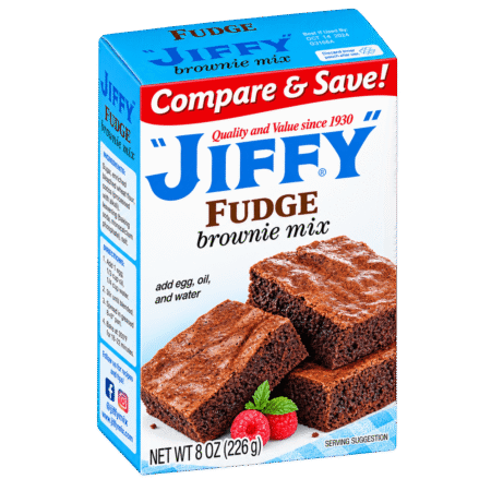 Box of Jiffy Fudge Brownie Mix