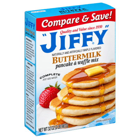 Box of Jiffy Pancake Mix