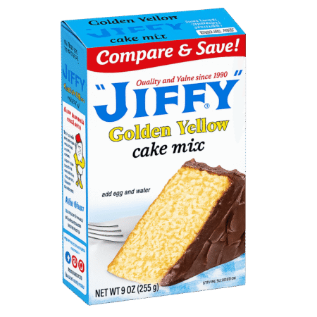 Box of Jiffy Golden Yellow Cake Mix