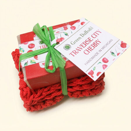 Green Daffodil Cherry Soap and Wash Cloth