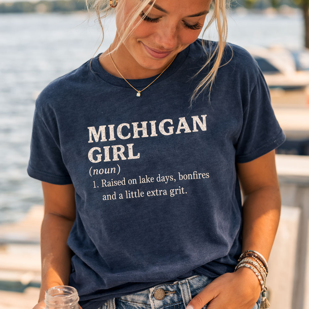 Michigan Girl Tee - Heather Navy - Image 2