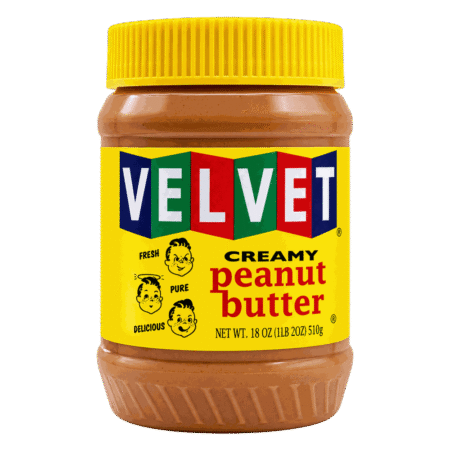 Can of creamy velvet peanut butter