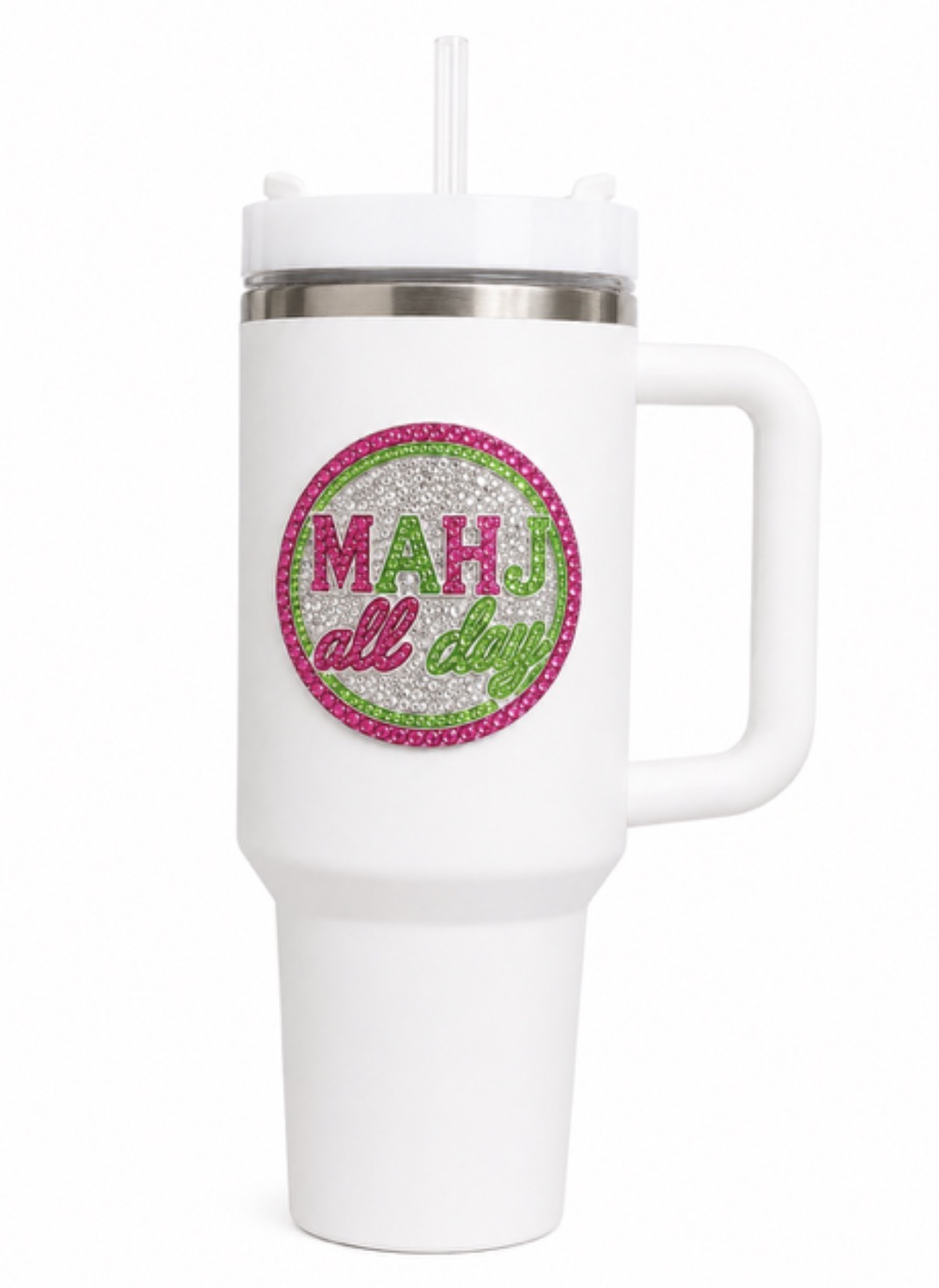 Insulated Mahjong Hand-Jeweled 40-ounce Tumbler